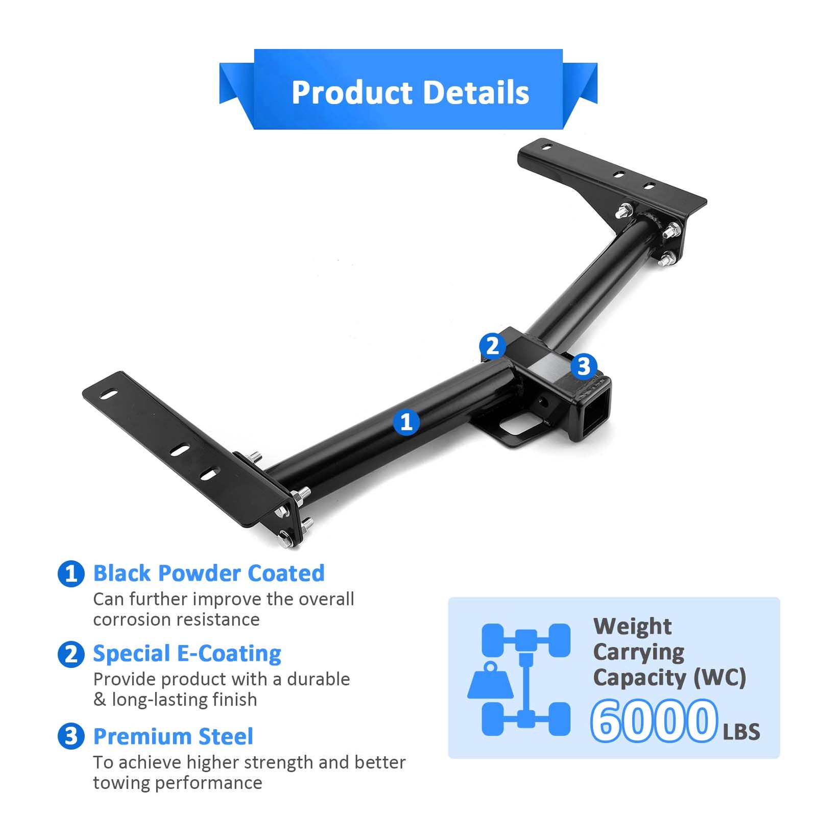Trailer Tow Hitch For 2015-2025 Ford Transit- 150/250 w/ Wiring Harness Kit