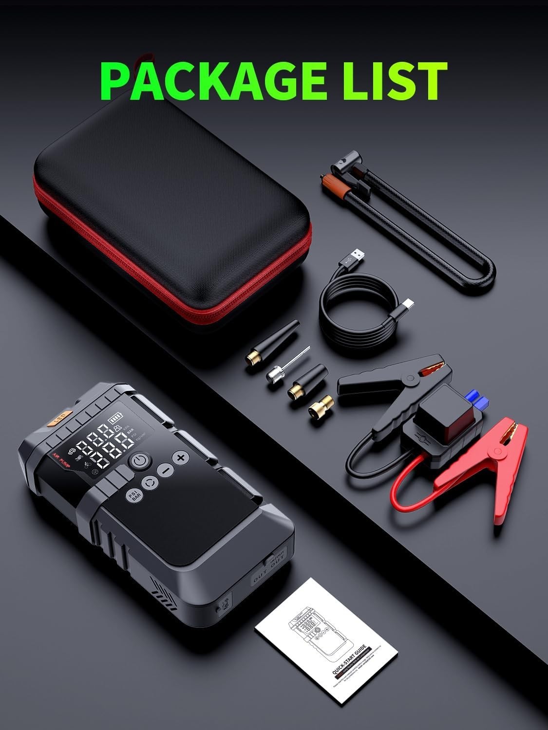 WOLFBOX Jump Starter with Air Compressor, 4000A Portable Car Battery Booster