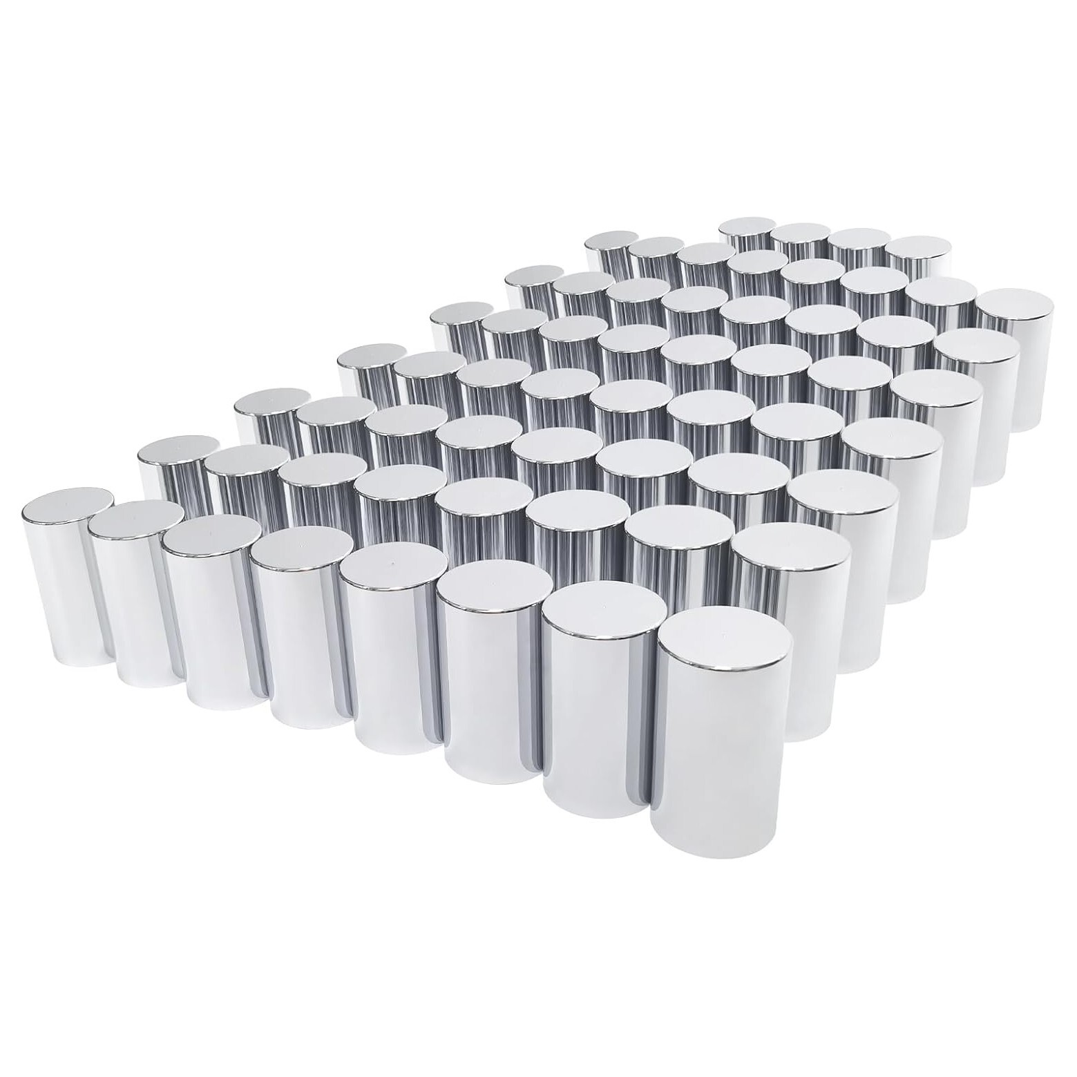60Pcs 33mm by 4″ Chrome ABS Plastic Screw-on Flat Top Cylinder Lug Nut Covers