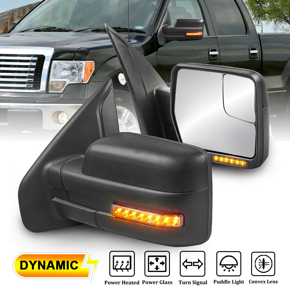 Pair Power Heated Tow Mirrors Dynamic Streamer Signal For 04-14 Ford F150 F-150
