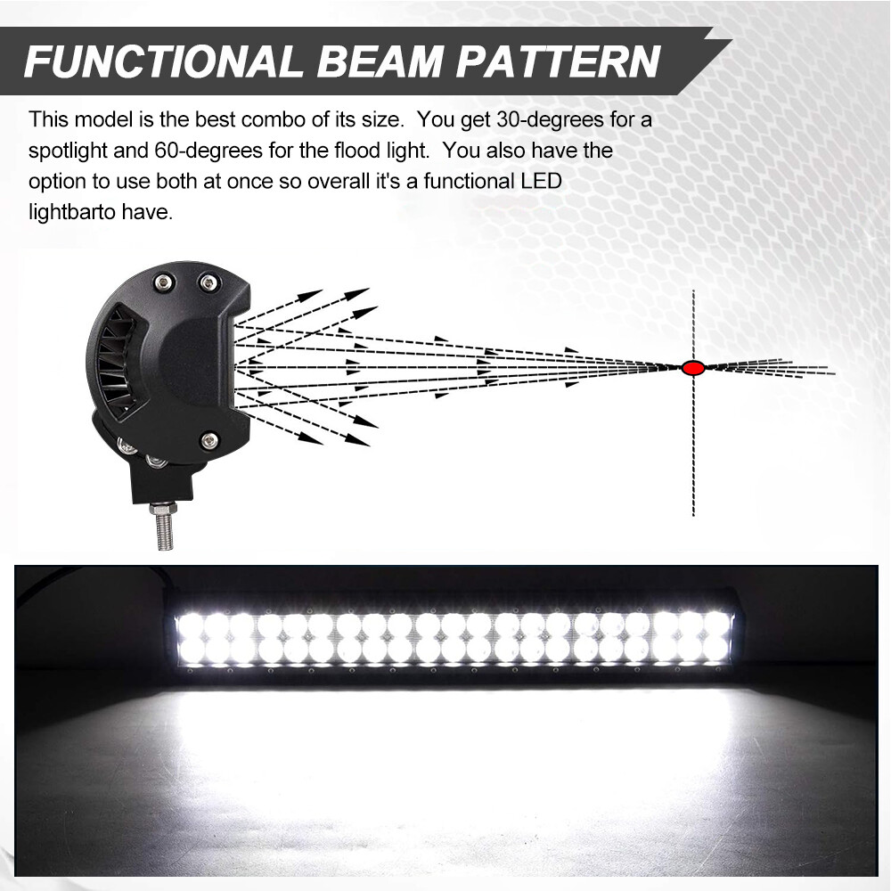 20inch LED Light Bar Spot Flood Combo +4″ Pods Offroad For Jeep Truck SUV+Wiring