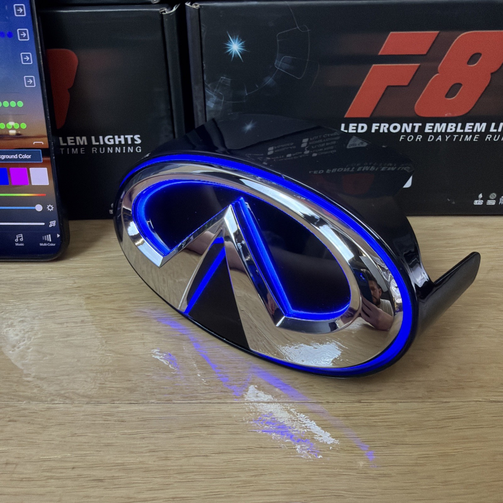 🟢2010-2013 INFINITI G37 RGB Emblem CHROME MULTICOLOR APP CONTROL SEDAN ONLY🟢