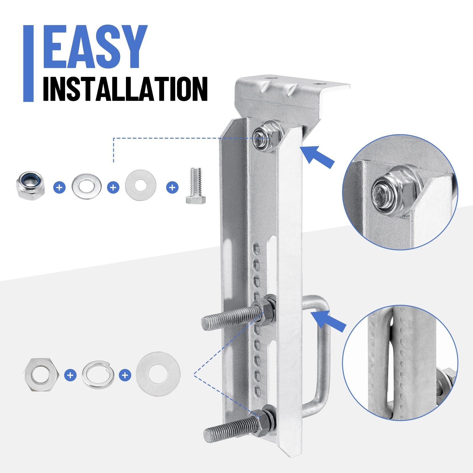 4 Pack 10″ Galvanized Swivel Top Bunk Bracket Kit For Boat Trailer 1.5×3、2×3、3×3