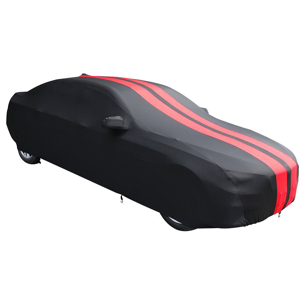 For Chevrolet Corvette C8 Indoor Dust Proof Black+ Red Line Stretch Car Cover US