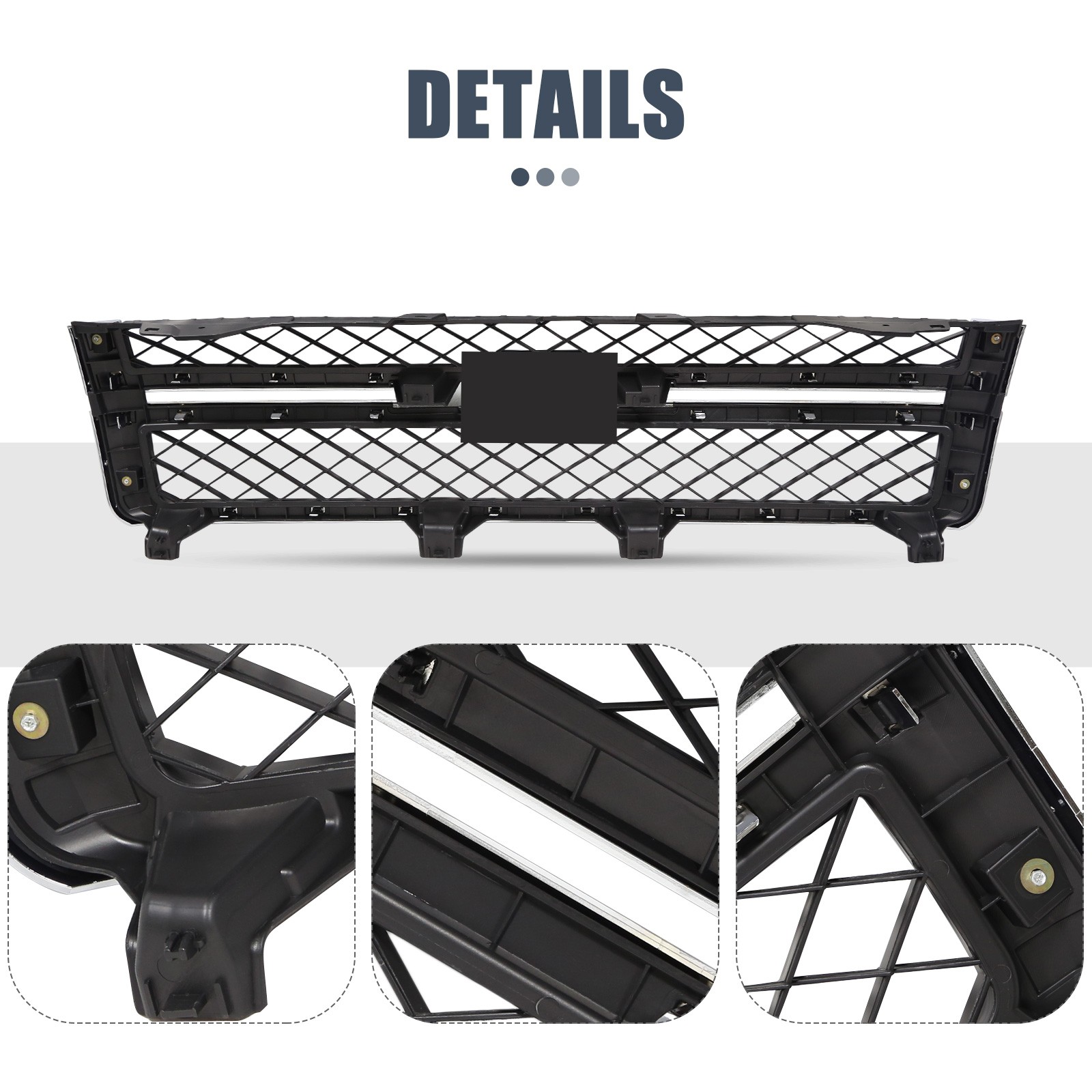 Front Grille Assembly Fit For 2011-2014 Silverado 2500 3500 HD Black and Chrome