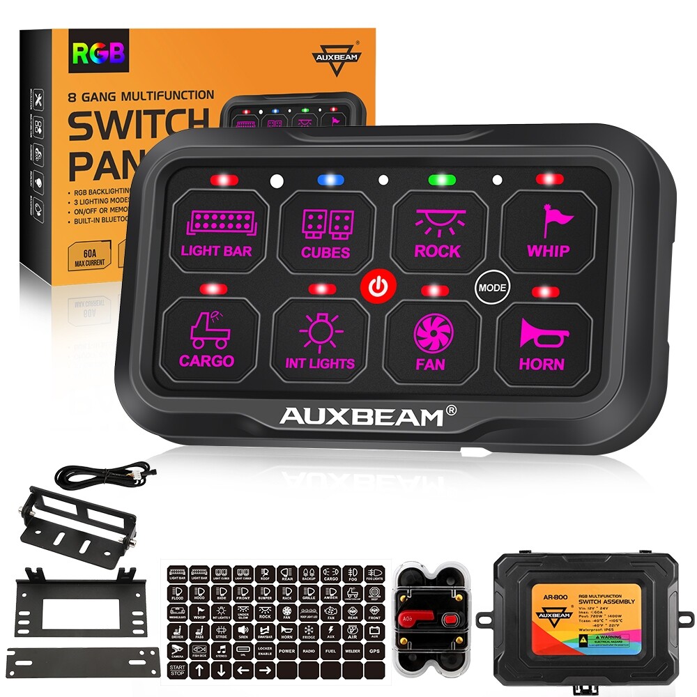 AUXBEAM AR-800 Multifunction 8 Gang RGB Switch Panel for Can-Am Maverick X3 RR