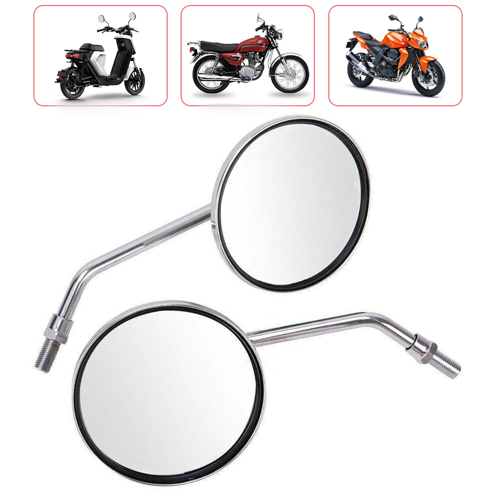 Motorcycle Chrome Round Rearview Side Mirror Universal For Vespa PX 125 Scooter