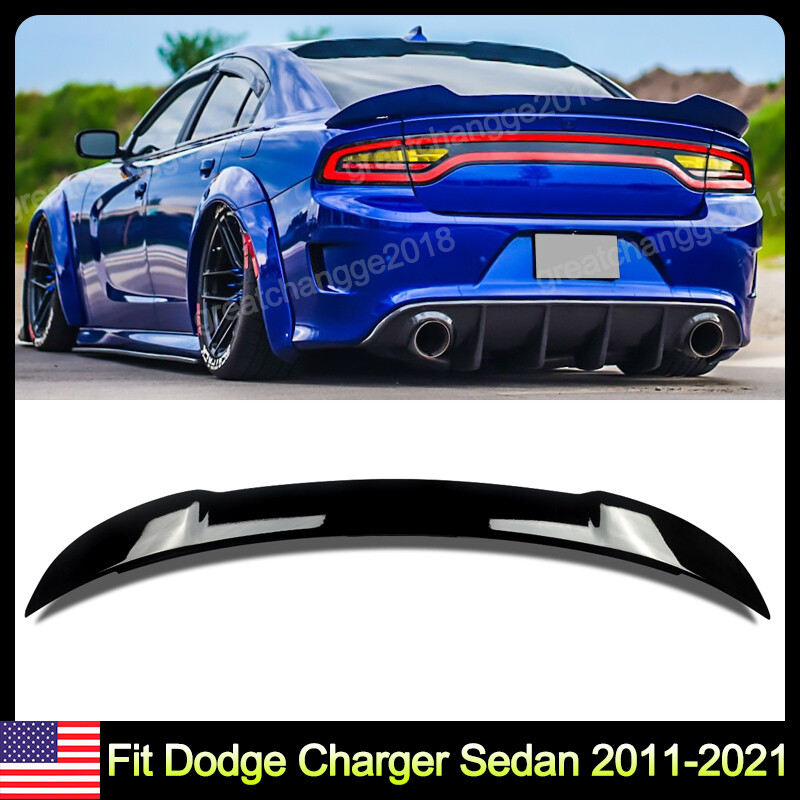 For Dodge Charger 2011-2021 Gloss Black Hellcat Style Rear Trunk Spoiler Wing