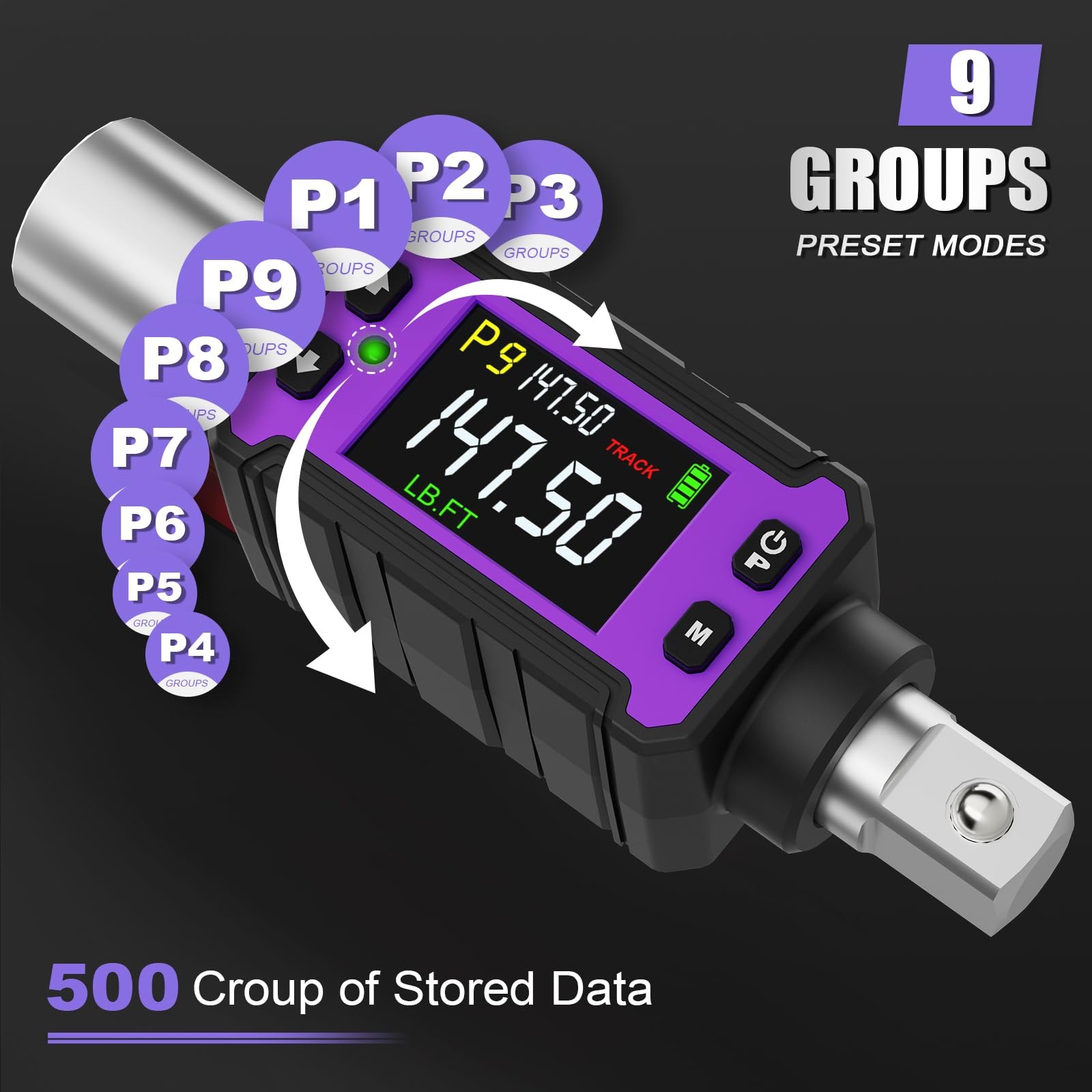 1/2″ Digital Torque Adapter 2.9-147.6 Ft.lb/4-200 Nm with LED Buzzer