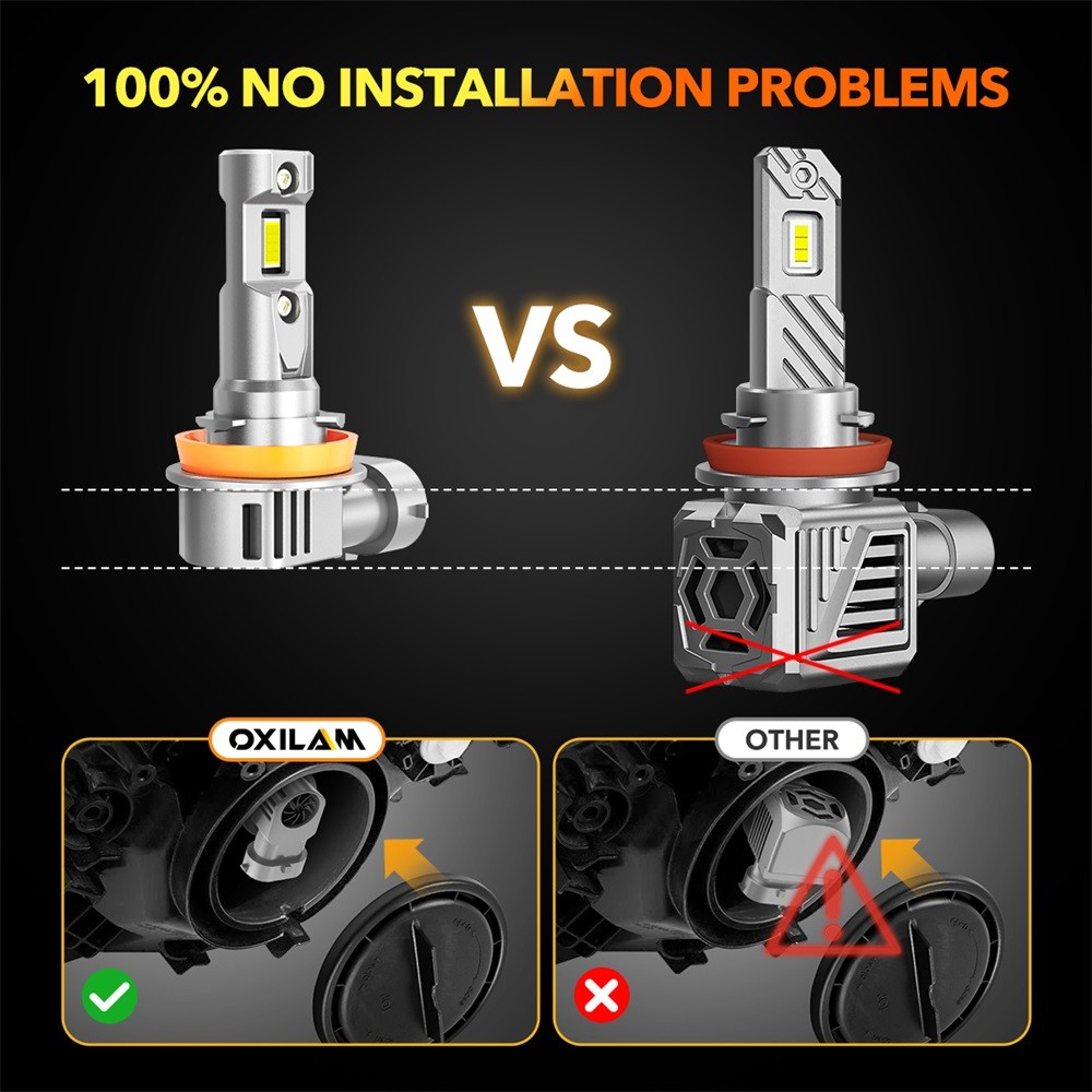 oxilam H8 H9 H11 LED Headlight Kit Combo Bulbs 6500K Bright White High Low Beam