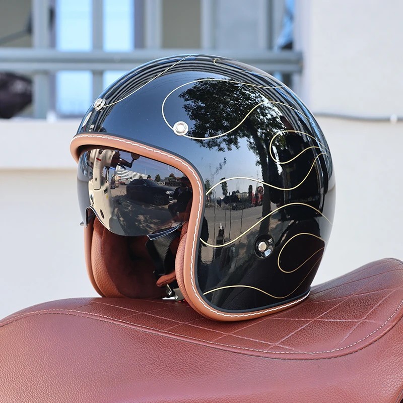 DOT 3/4 Open Face Motorcycle Helmet Retro Unisex Adult Scooter Cruiser Safety