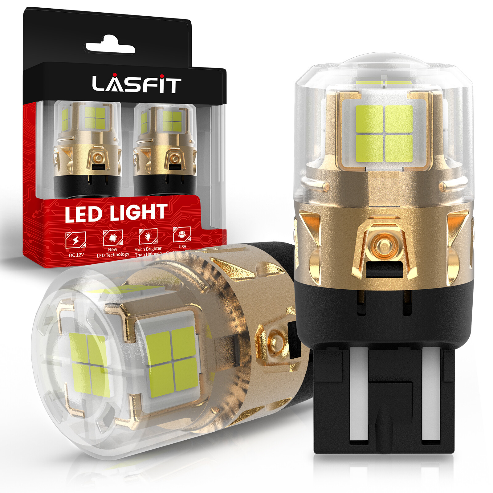 Lasfit 7443 7444 7440 LED Backup Reverse Light Bulb Bright 6000K White L2 Series