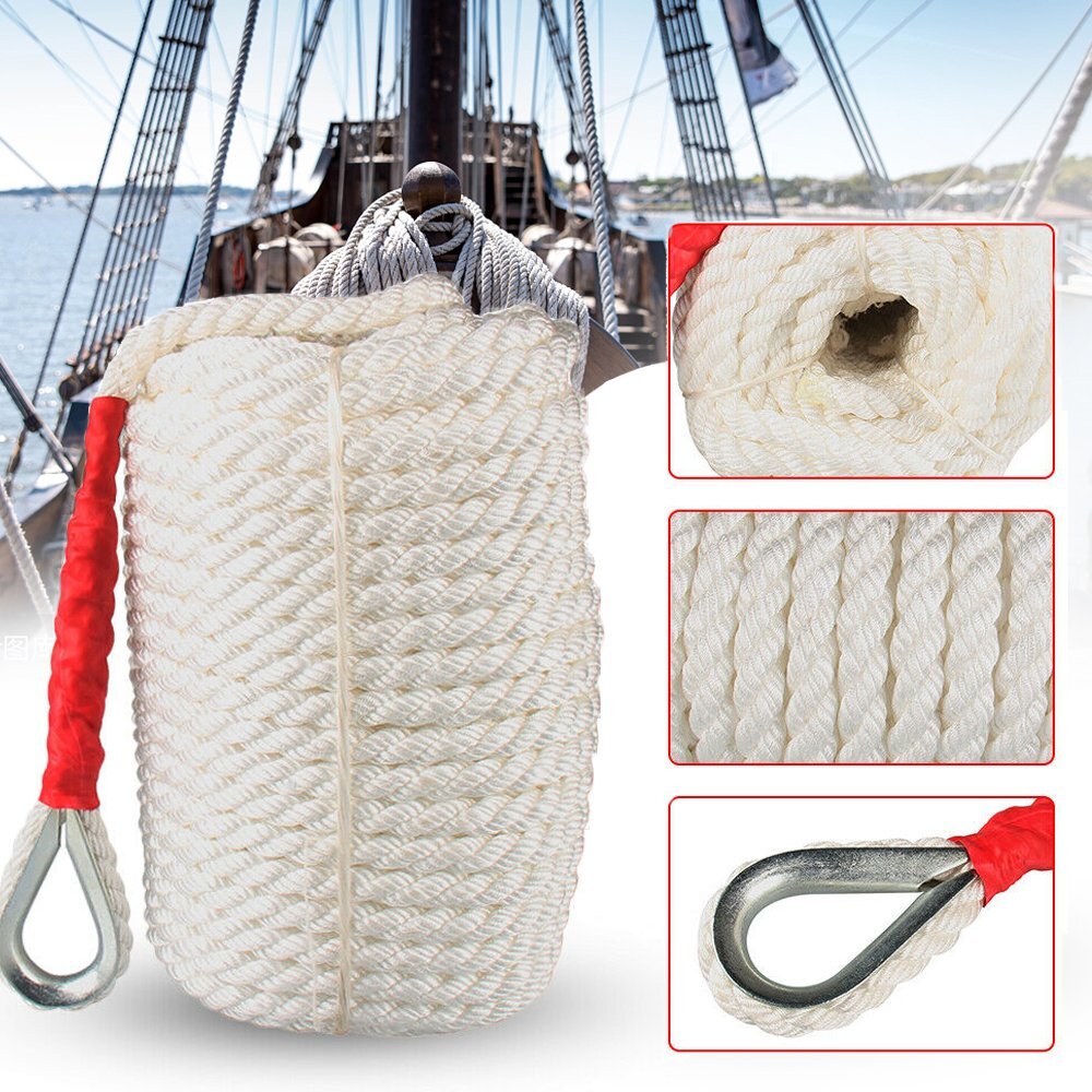 [3/4inch, 200ft] Polypropylene Rope 3 Strand Twisted Anchor Line, Anchor Rope US