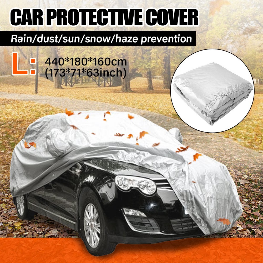 Universal Car Cover Size L Silver Breathable All Weather Protection Waterproof