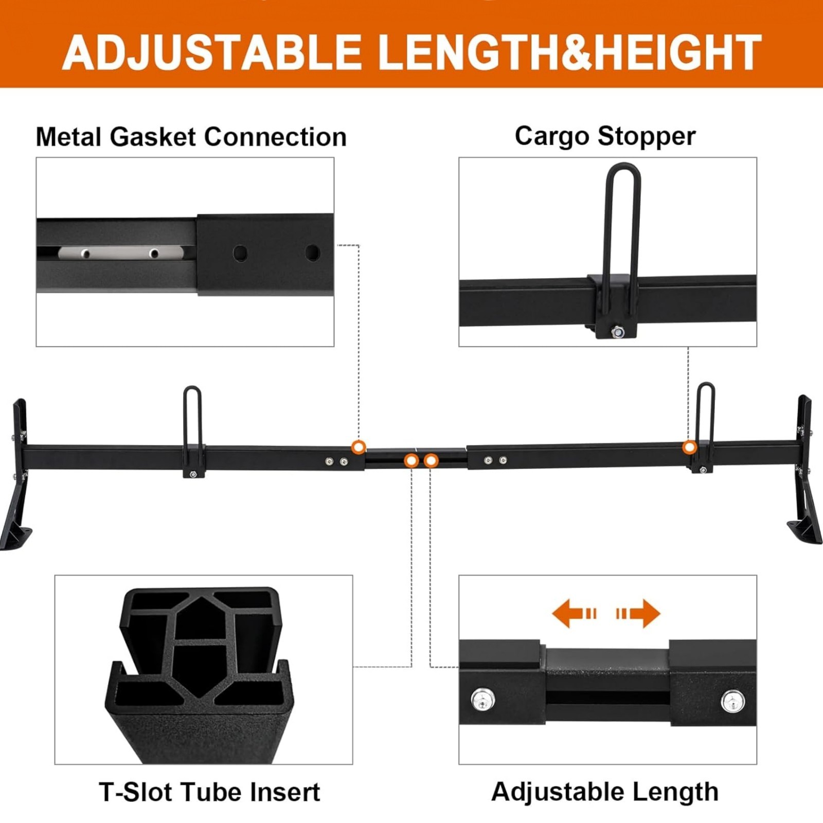 Cargo Van Roof Ladder Rack 3 bar for 2015-2024 Ford Transit 150 250 350, 800LBS