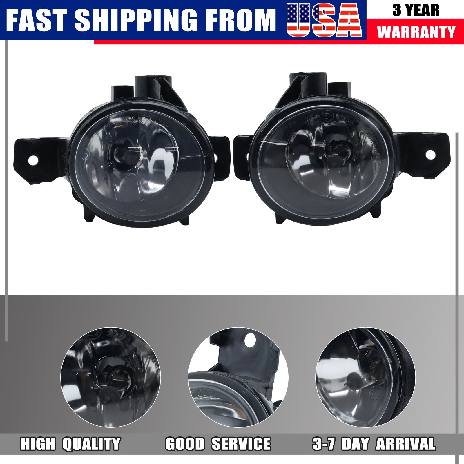 New Warm White Fog Lights w/Bulbs Left Right Pair Fits 07-13 BMW X5 E70 X3