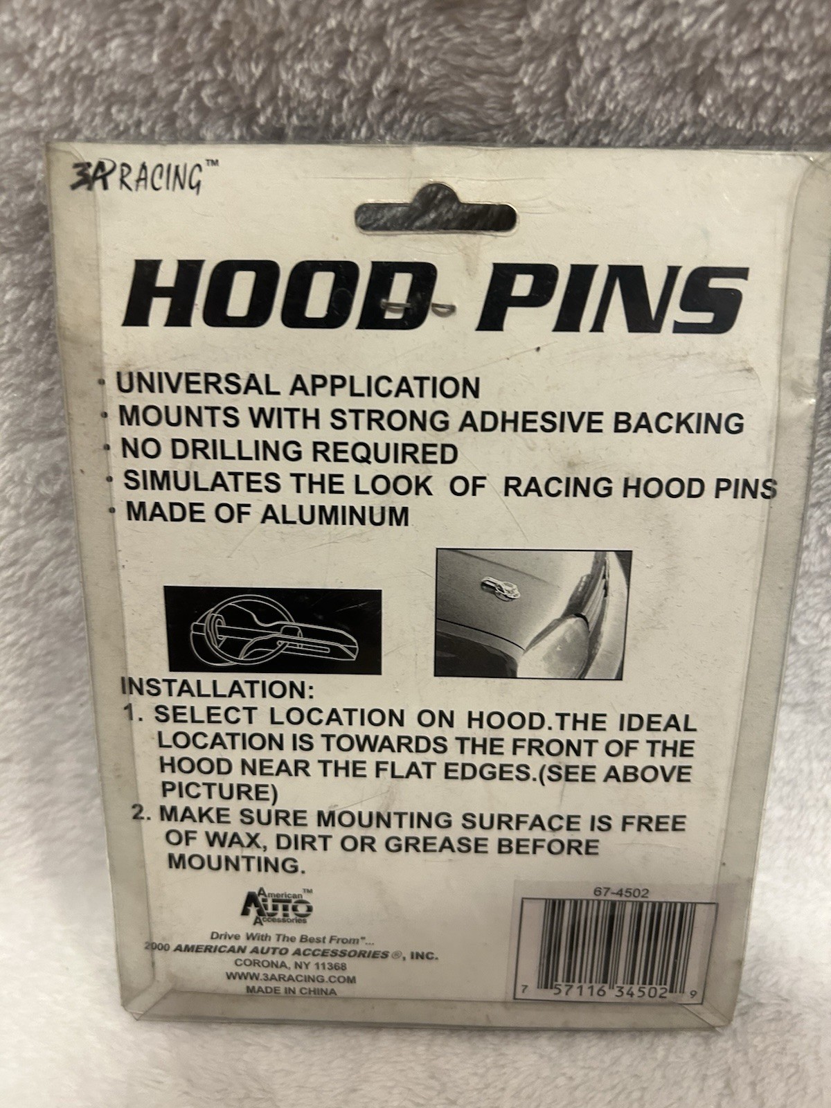 NEW – 3A Racing HOOD PINS (Package Contains 2) & Includes All Mounting Hardware