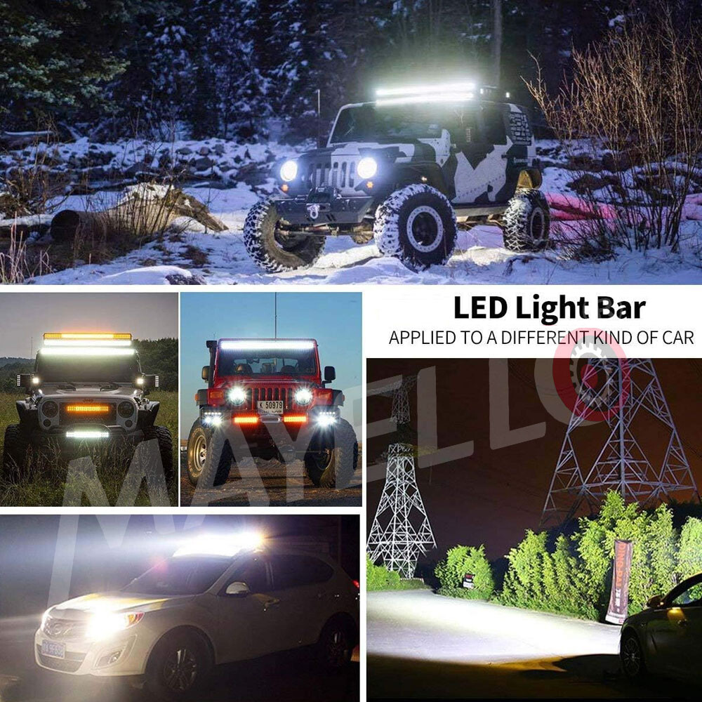 20inch LED Light Bar+4″ Pods Spot Flood Combo Offroad Driving Truck 4WD+Wire 24″
