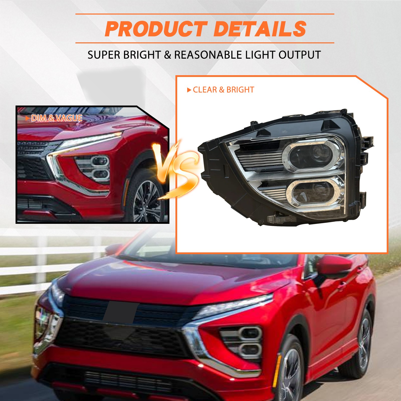 Front LED Headlight Right Side For Mitsubishi Eclipse Cross 2022-2025 26010W270P