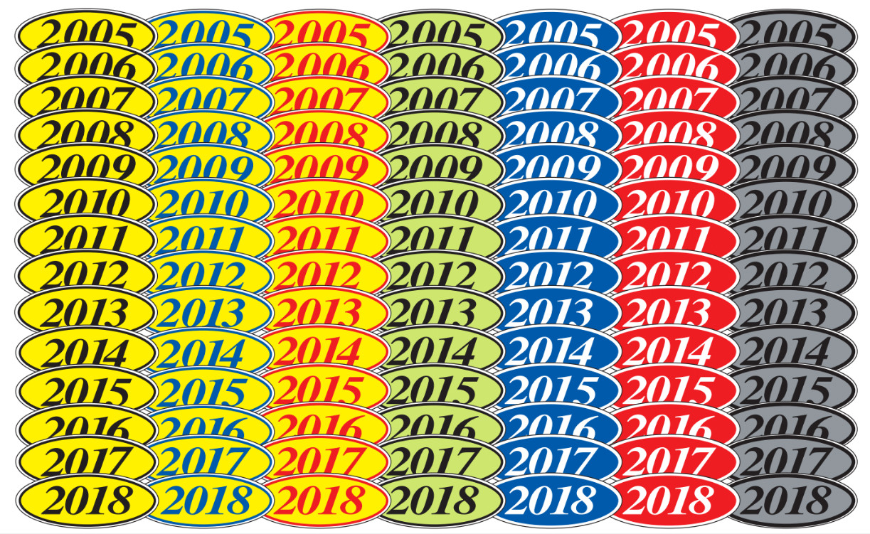 Oval Model Year Stickers, Windshield Stickers for Car Dealers, Car Lots