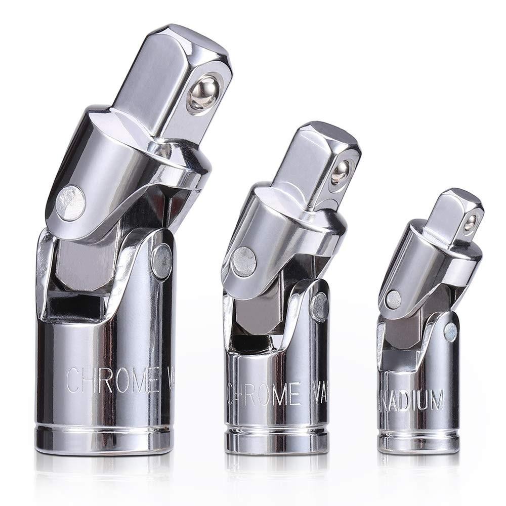 3pcs Universal Joint Socket Set, Chrome Vanadium Steel Swivel Socket Adapter …