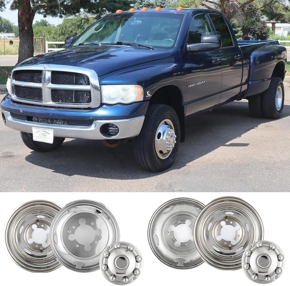 17″ 8 Lugs 5 Hand Holes Wheel Simulator Stainless Steel For 2003-2021 Dodge 3500