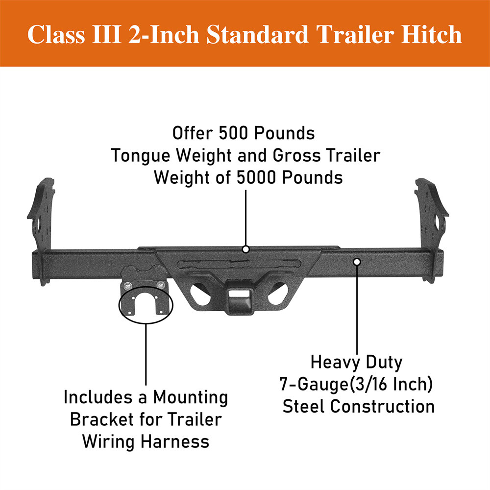 2 in Standard Trailer Hitch Class III Receiver Hitch Fit Toyota Tacoma 2005-2015