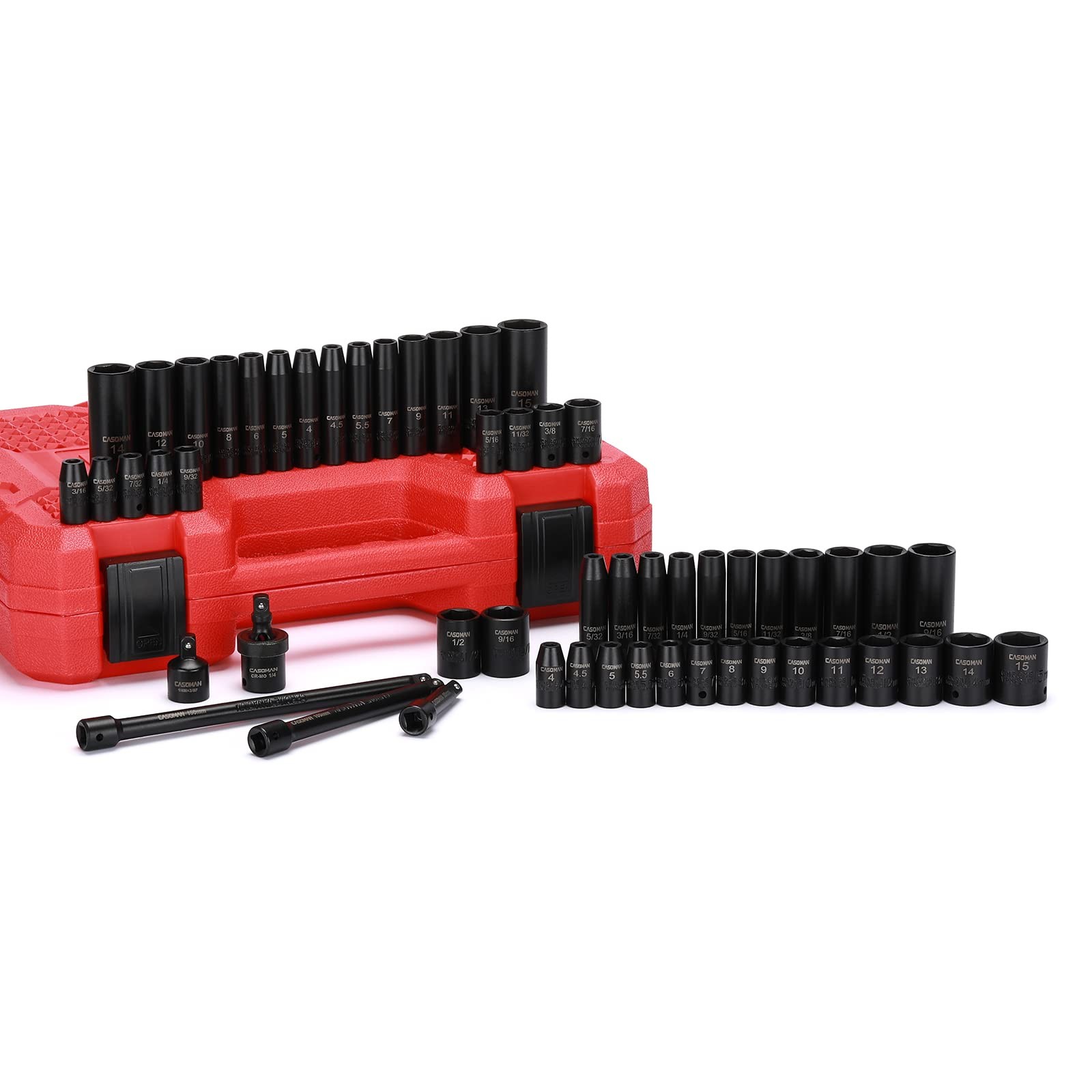 55PCS 1/4″ Drive Impact Socket Set Shallow Deep SAE Metric 6-Pt _ SALE OFF