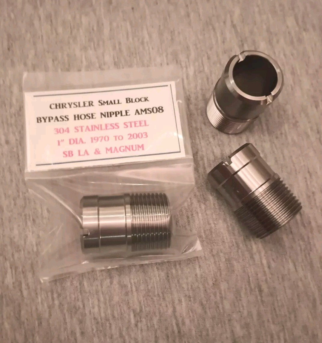 Mopar SB 340 70-2003 LA and Magnum 304 SS STAINLESS 1″ bypass hose nipple AMS08