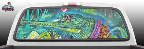 Graffiti Crocodile Vintage Abstract Perf Rear Window Graphic Decal SUV Truck Car