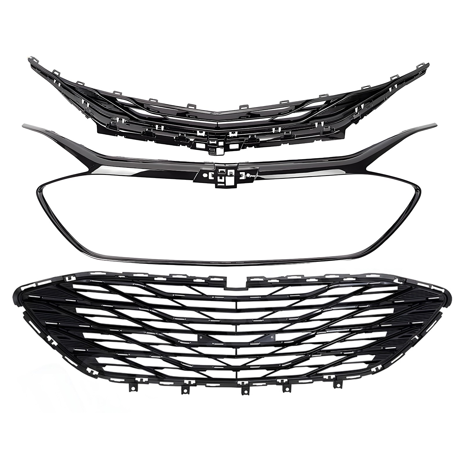 Front Grille Assembly Upper&Lower For 2019-2025 Chevy Malibu W/O Sensors Painted