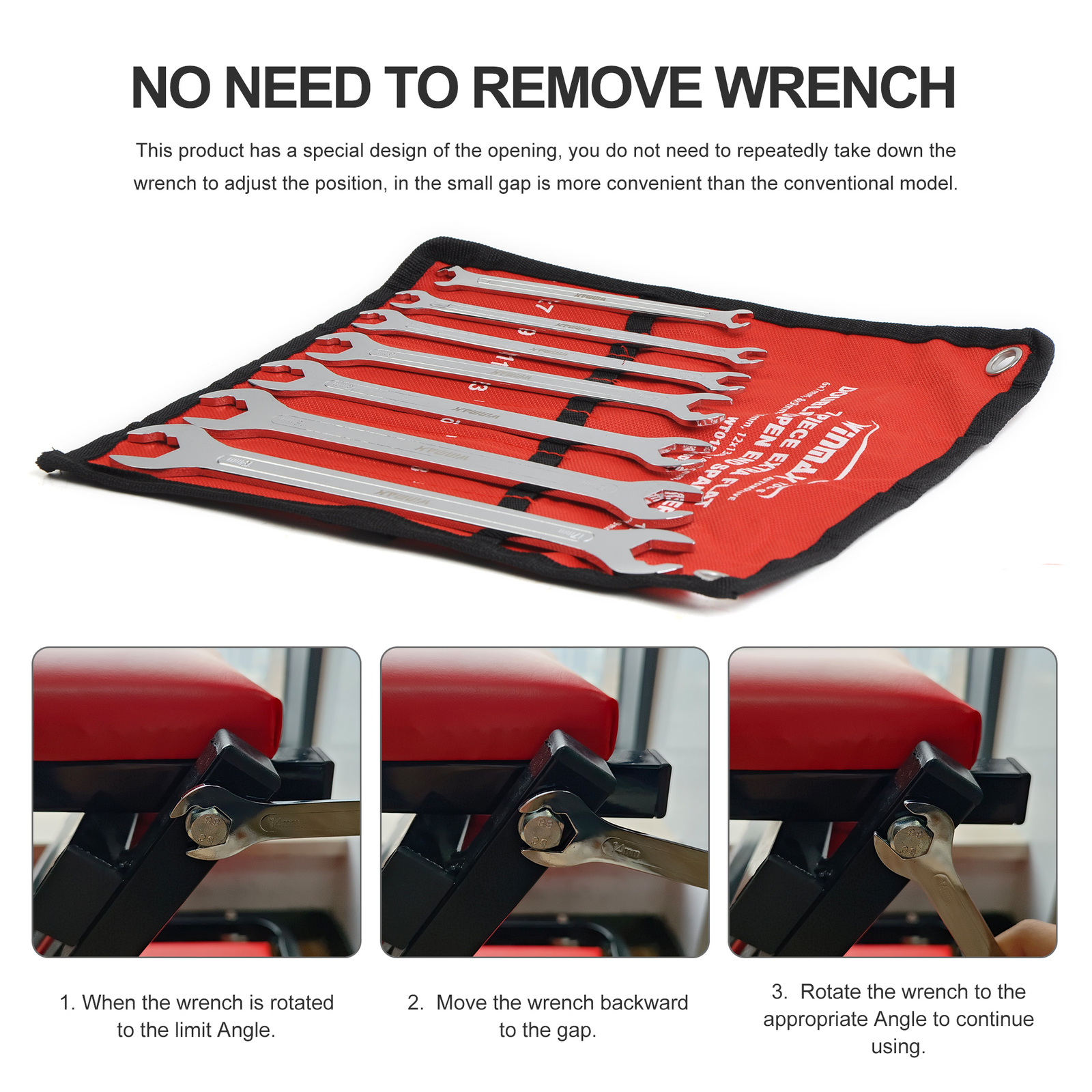 7pc Double Open End Wrench Set Flat Spanner Wrench Metric Ratcheting Combination