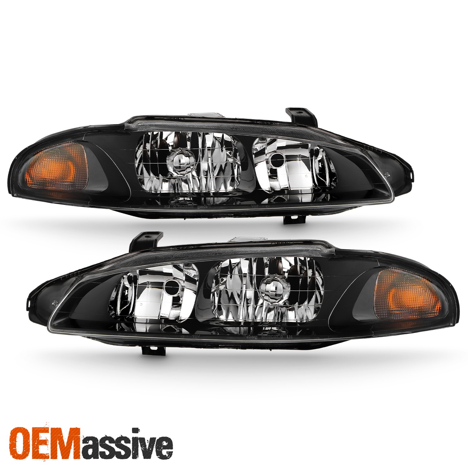 For 1997-1999 Mitsubishi Eclipse Headlights Headlamp Black Housing Right-Left