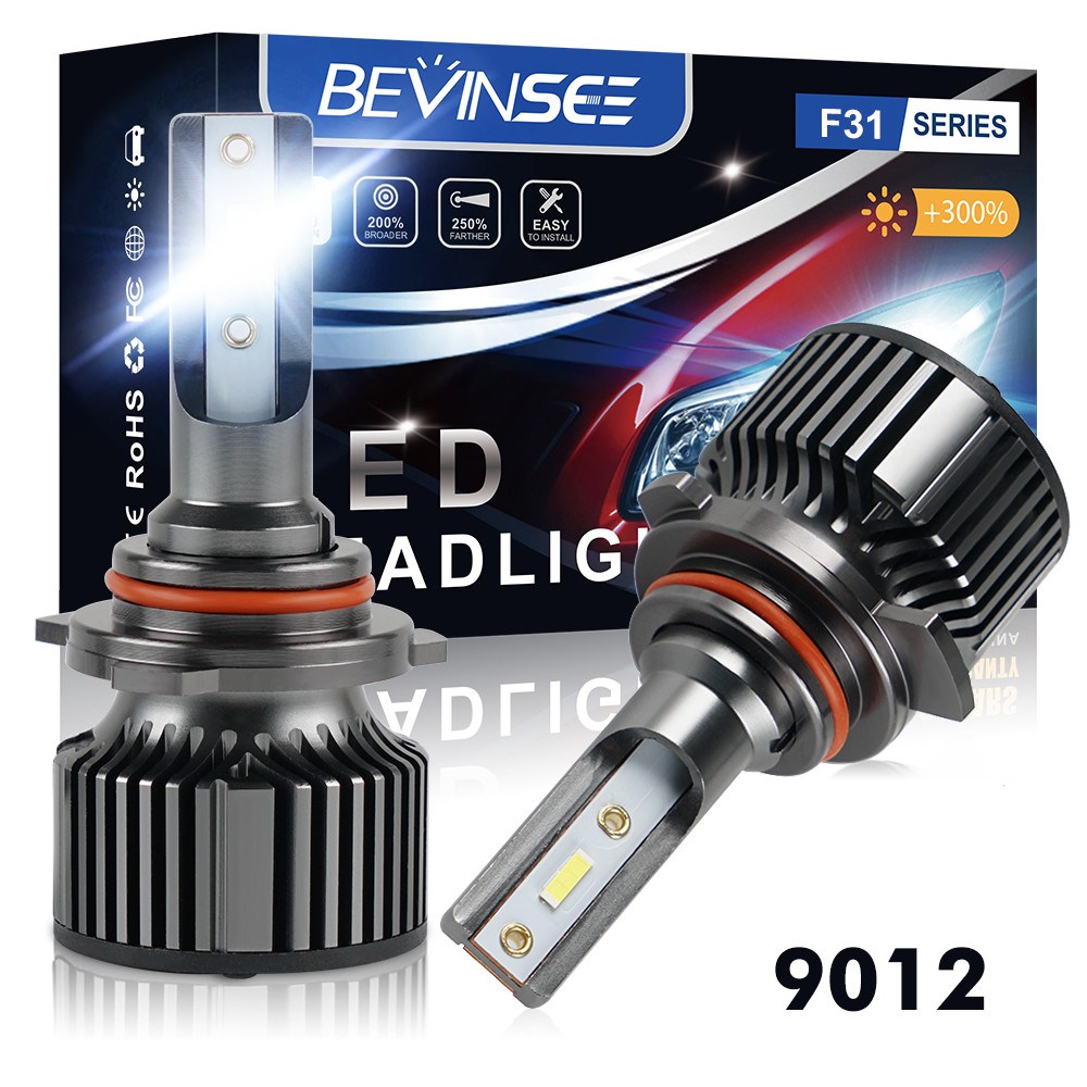 Bevinsee 9012 HIR2 LED Headlight Bulbs Conversion Bright 6000K High/Low Beam Kit
