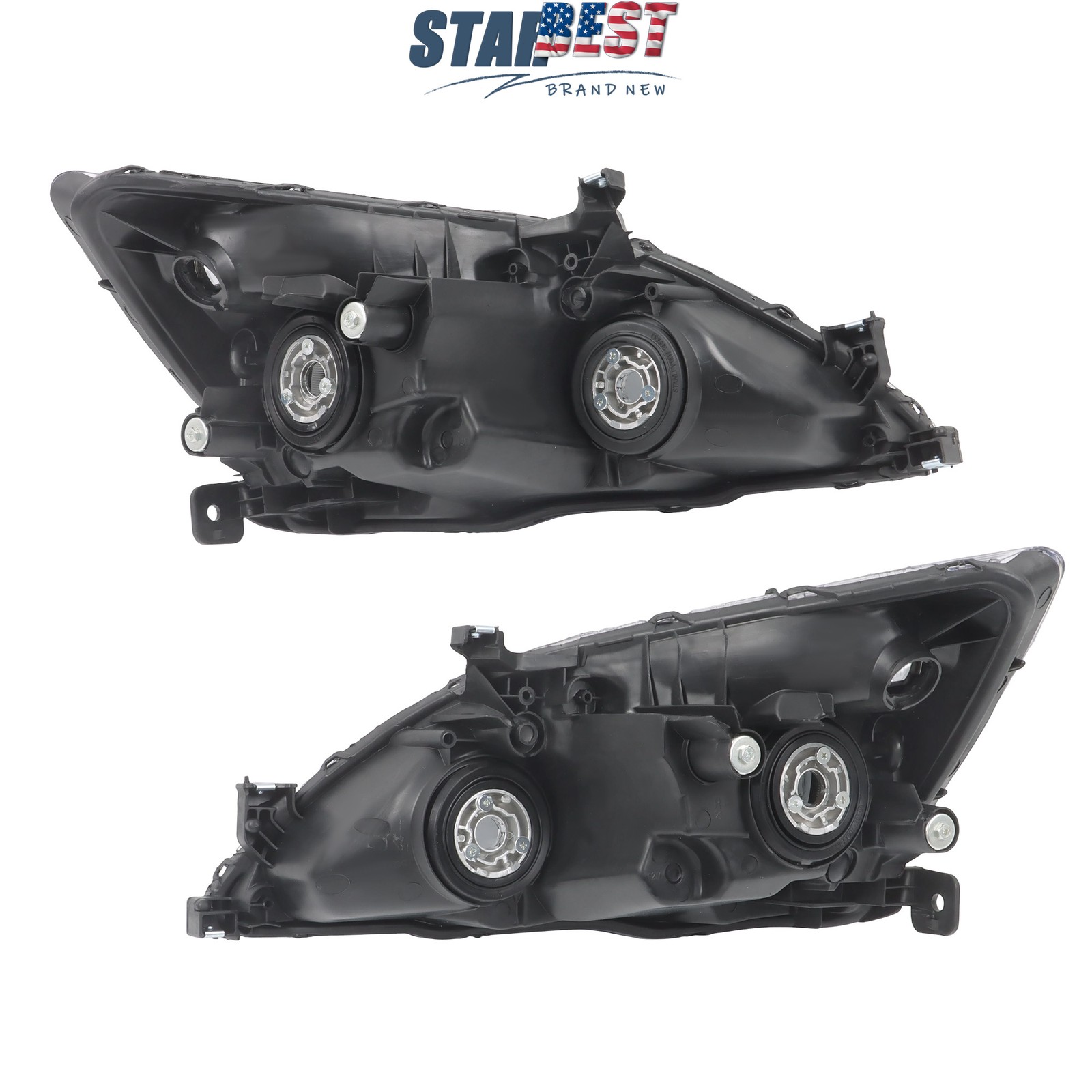 Headlight Assembly Halogen Left+Right Chrome Housing For Honda Accord 2003-2007