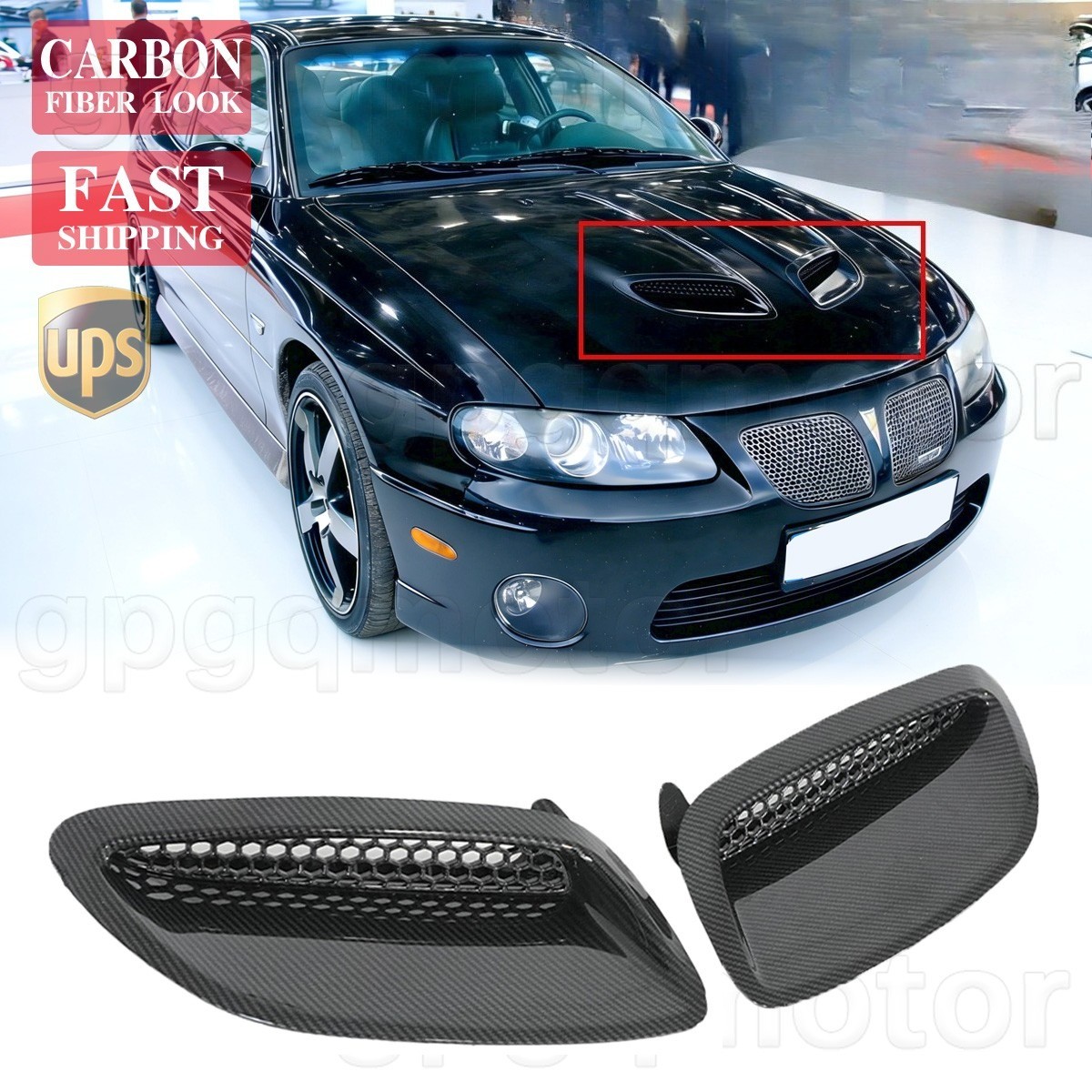 For Pontiac GTO 2005-2006 Painted Carbon Hood Scoop Grille Pair Replaced LMP2245