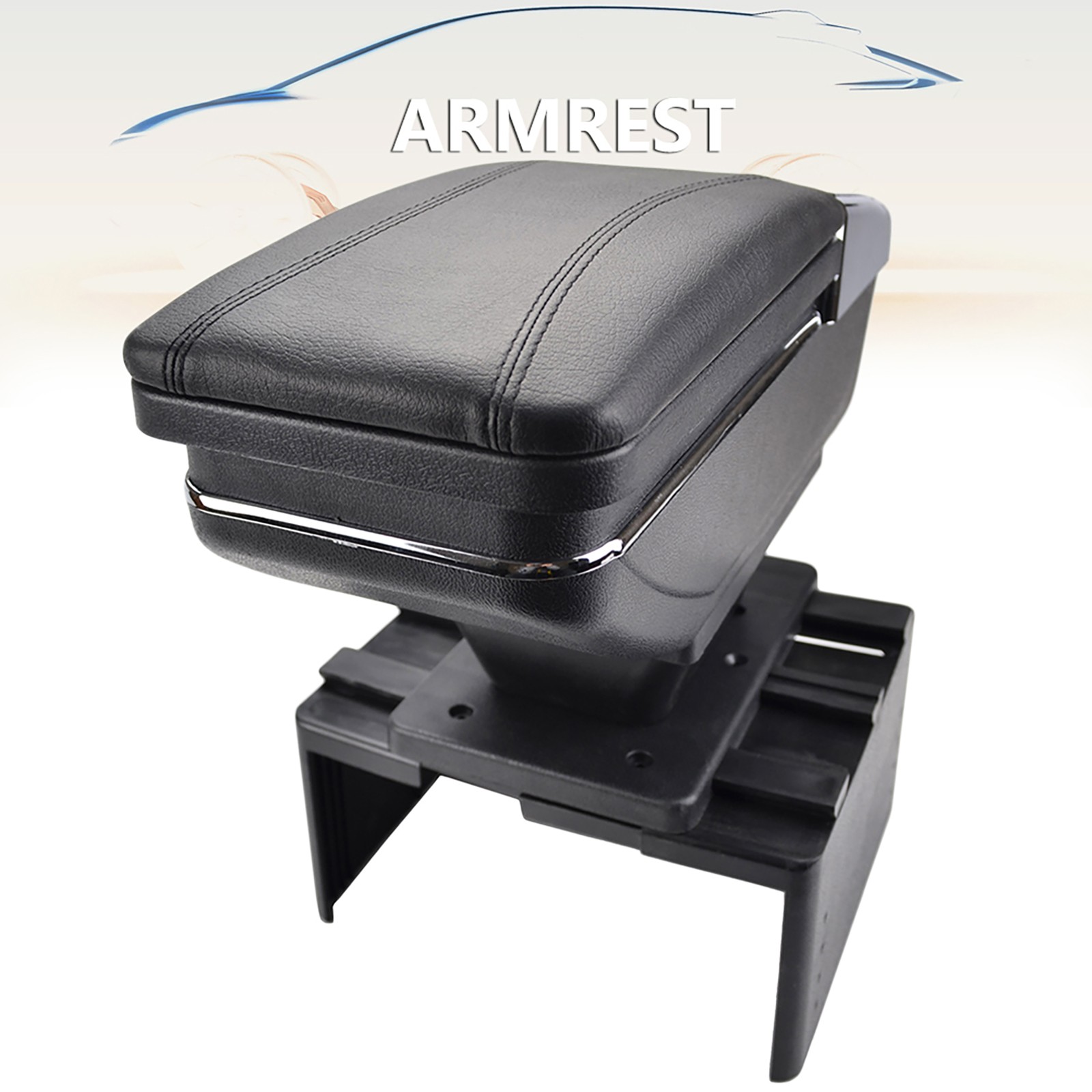 Universal Car Center Console Storage Armrest Organizer Box PU Leather Adjustable