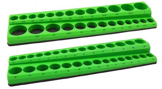 Grip 2pc 3/8″ Drive Sockets Holder Tray Shallow Deep SAE MM Magnetic Base 67211