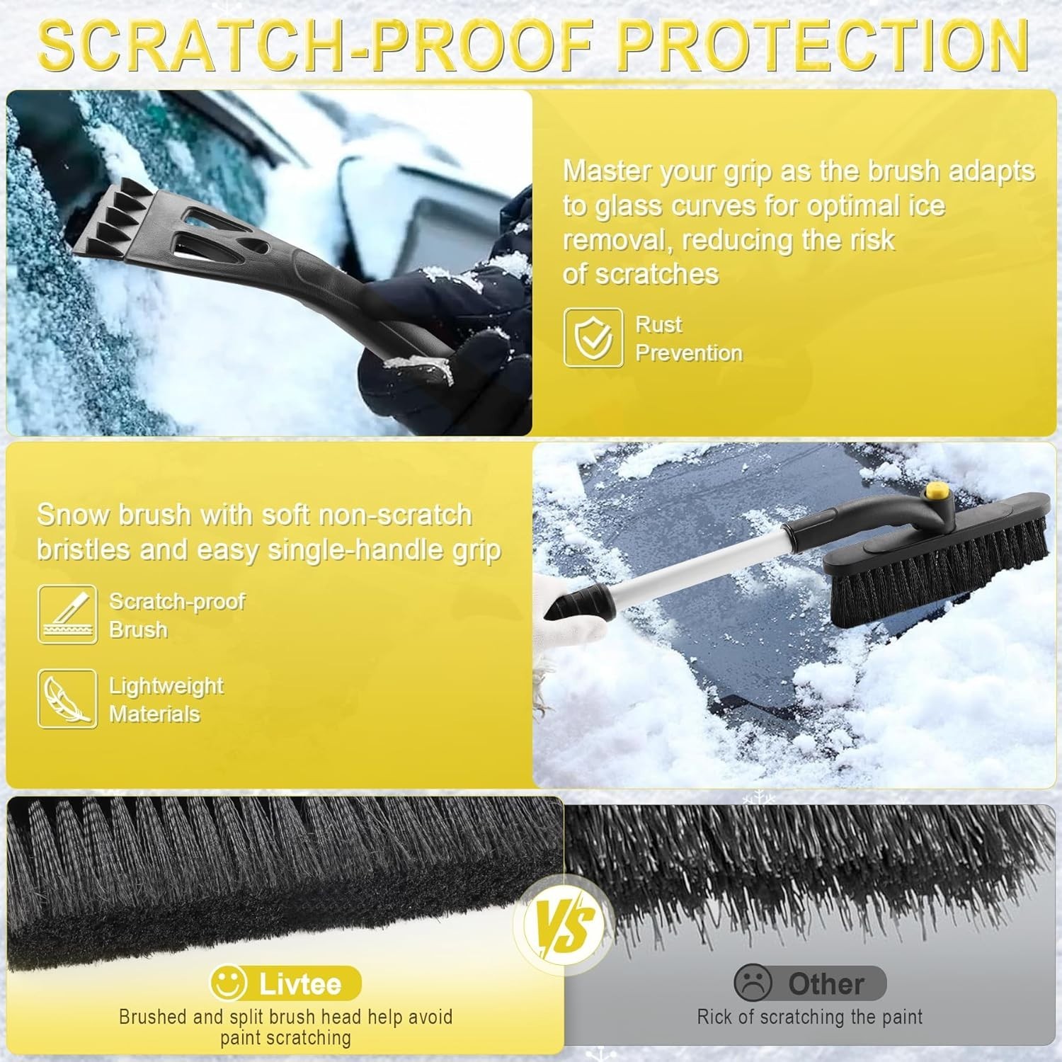 Heavy-Duty 32″ Extendable Ice Scraper & Rotating Snow Brush for Winter Safety
