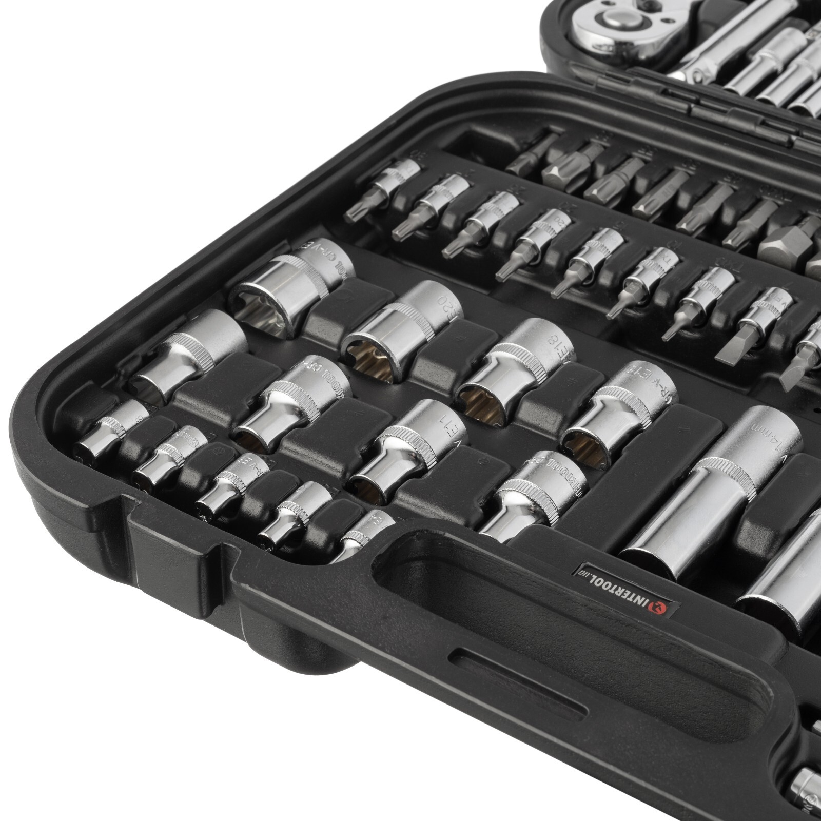 INTERTOOL 111pc 1/4″ and 1/2″ Ratchet Socket Wrench and Bit Set ET08-8111