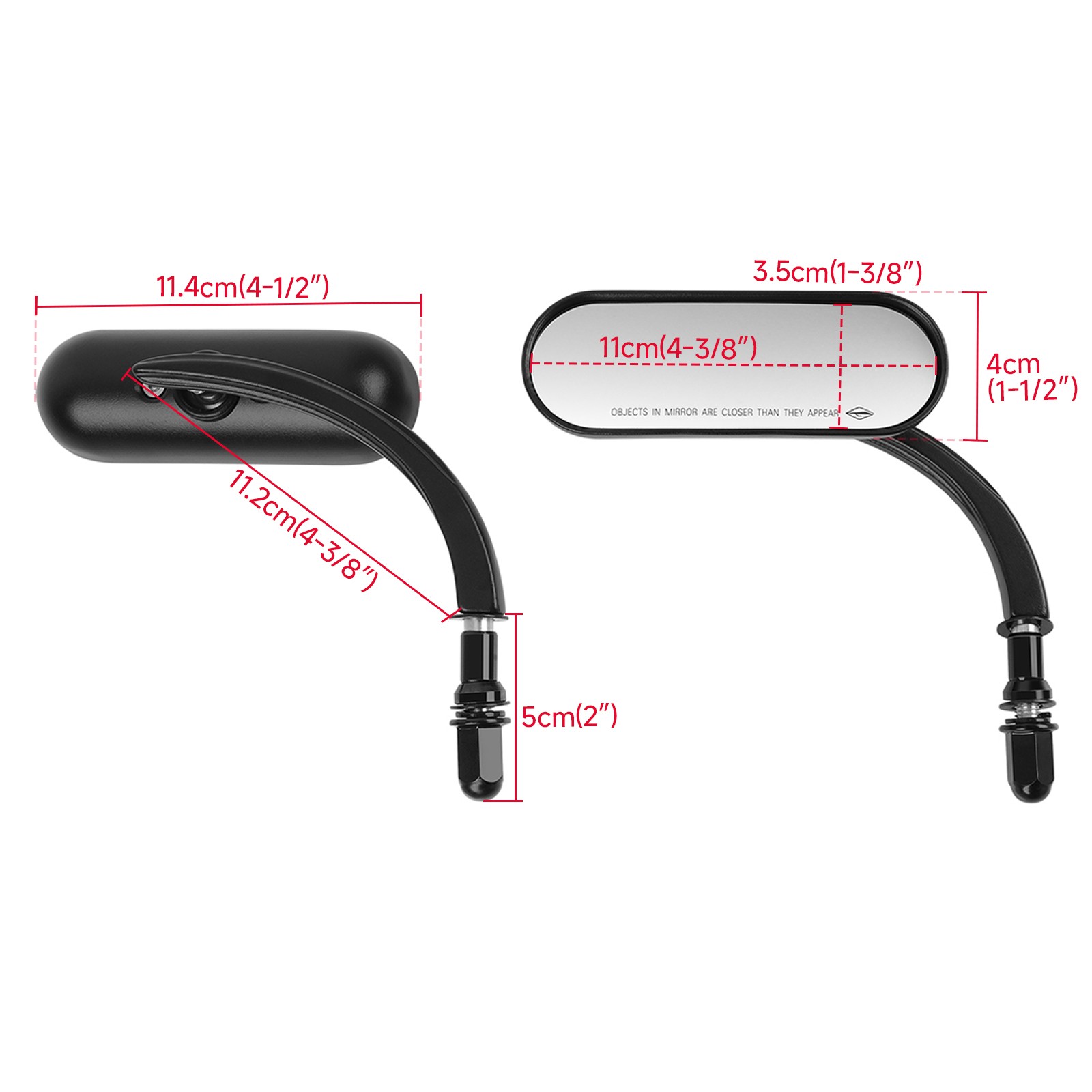 Black Motorcycle Mini Oval Rearview Mirrors For Harley Sportster 883 1200 Bobber