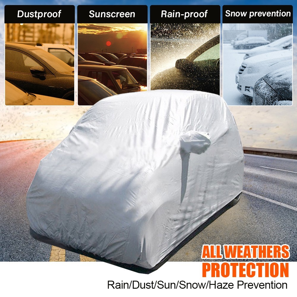 Universal Car Cover Size L Silver Breathable All Weather Protection Waterproof