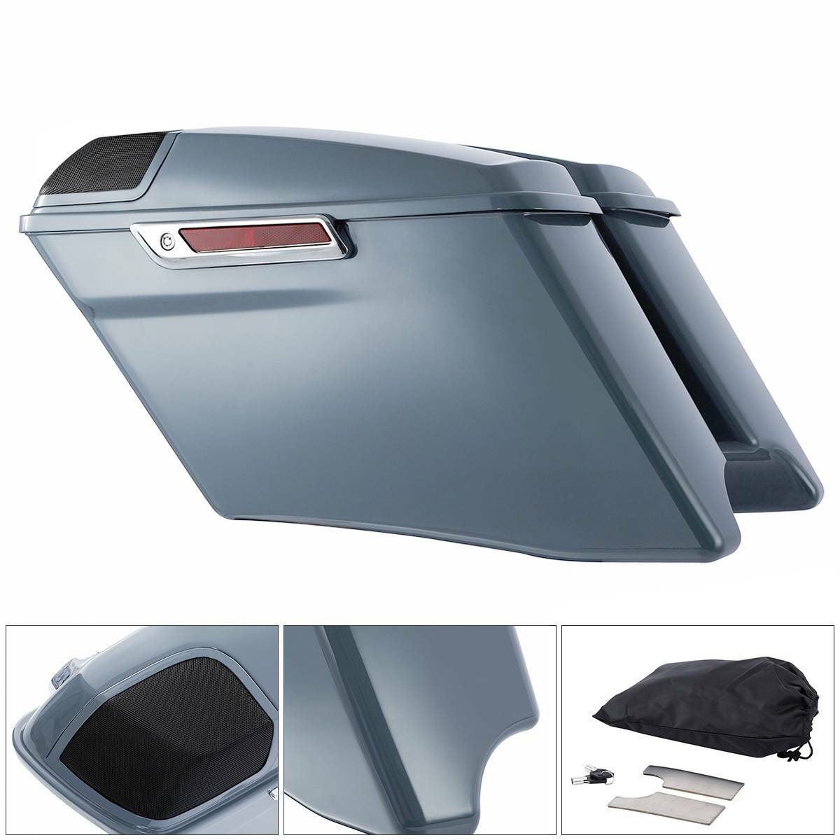 4″ Stretched Extended Hard Saddlebags Fit For Harley CVO Touring Glide 2014-2024
