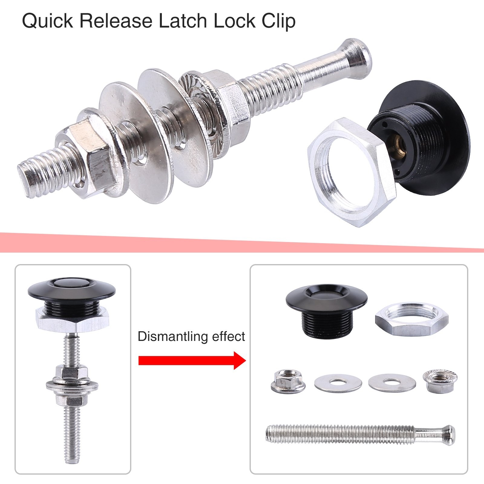 4Pcs Push Button Quick Release Hood Pins Bonnet Lock Clip Latch Bumper Universal