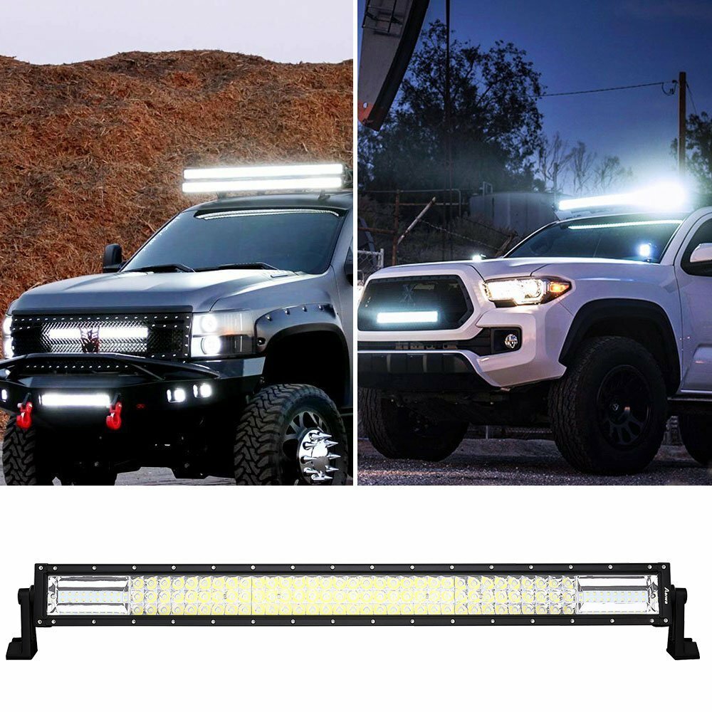 34 Inch LED Work Light Bar Tri Row Spot Flood Combo Truck SUV ATV 4WD 32″