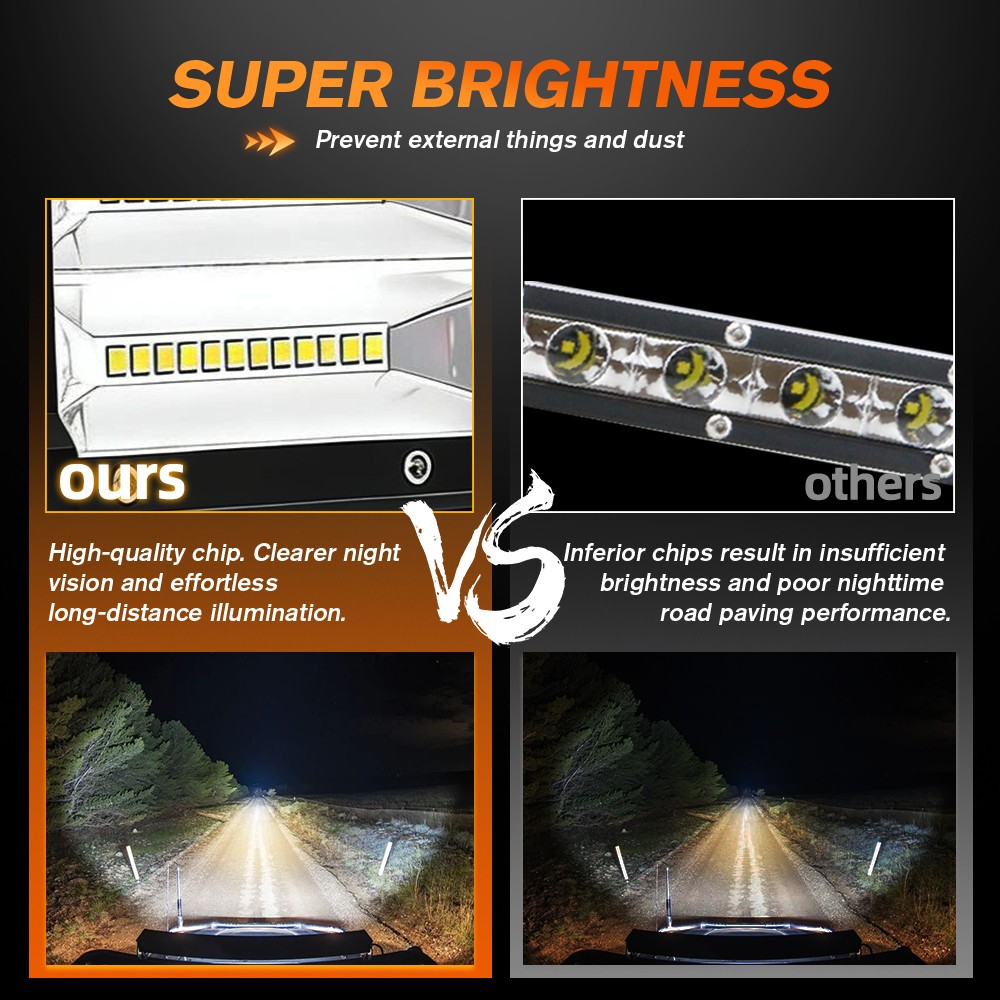 7”20”32”32”42”52”Tri Row LED Work Light Bar OffRoad Combo Driving For Jeep