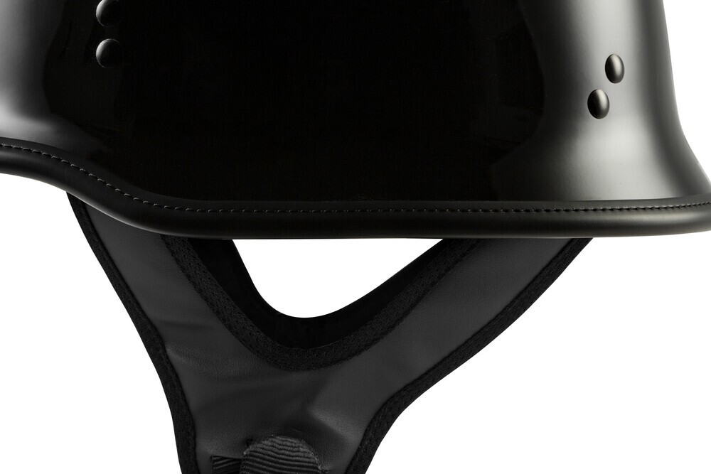 NEW HIGHWAY 21 9MM GERMAN BEANIE HELMET GLOSS BLACK XS- MOTORCYCLE