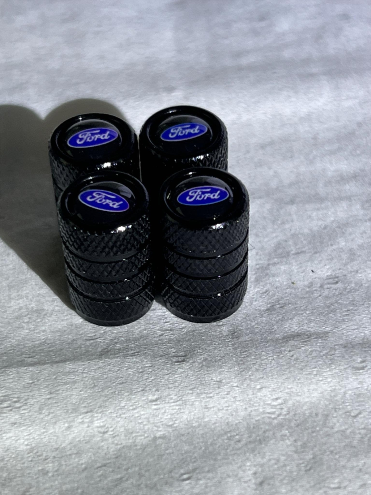 4 Black Ford Tire Valve Stem Caps For Truck Car Universal Fitting Free Shipping