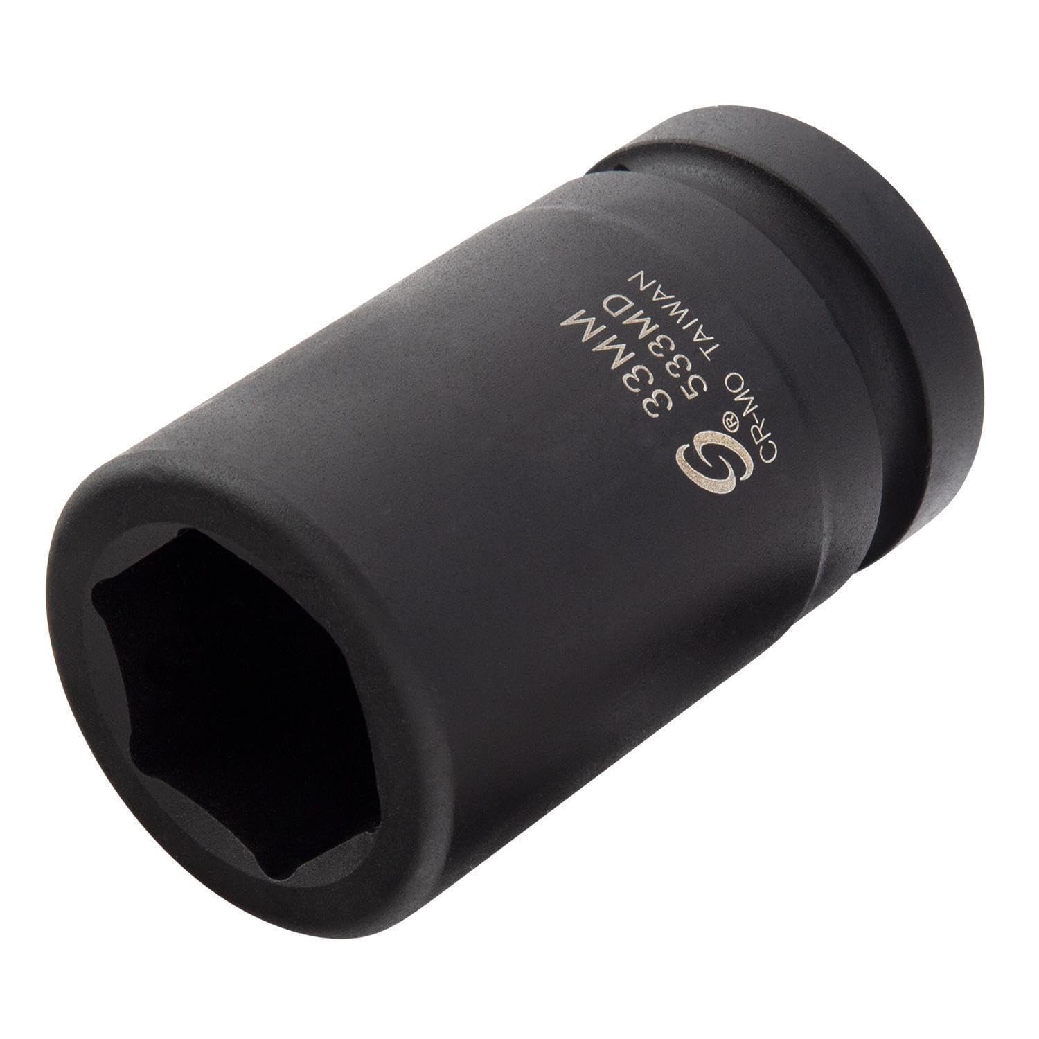 1″ Drive 33mm Deep Impact Socket – Cr-Mo Steel, Radius Corner, Chamfered Opening