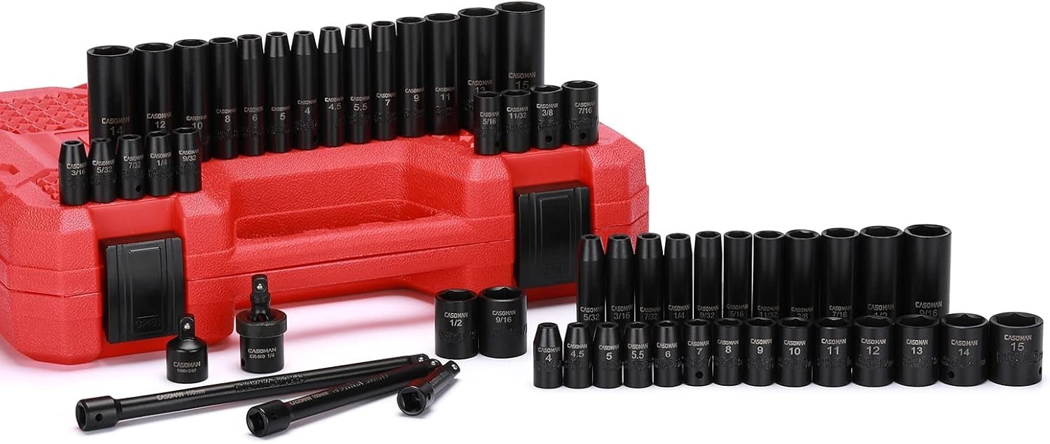 55PCS 1/4-Inch Drive Impact Socket Set, Shallow & Deep, 5/32 Inch – 9/16 Inch…